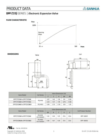 Sanhua DPF(TS1)1.0C Electronic Expansion Valve with M10 Stator Coil — Bundle