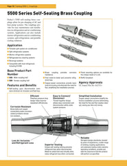 Parker 5500 Series — Self-Sealing Brass Quick-Disconnect Coupling Pair | 1/4" ODF Copper | 750 psi | R32 / R290 / R454B Compatible | Low-Loss Refrigerant Coupling